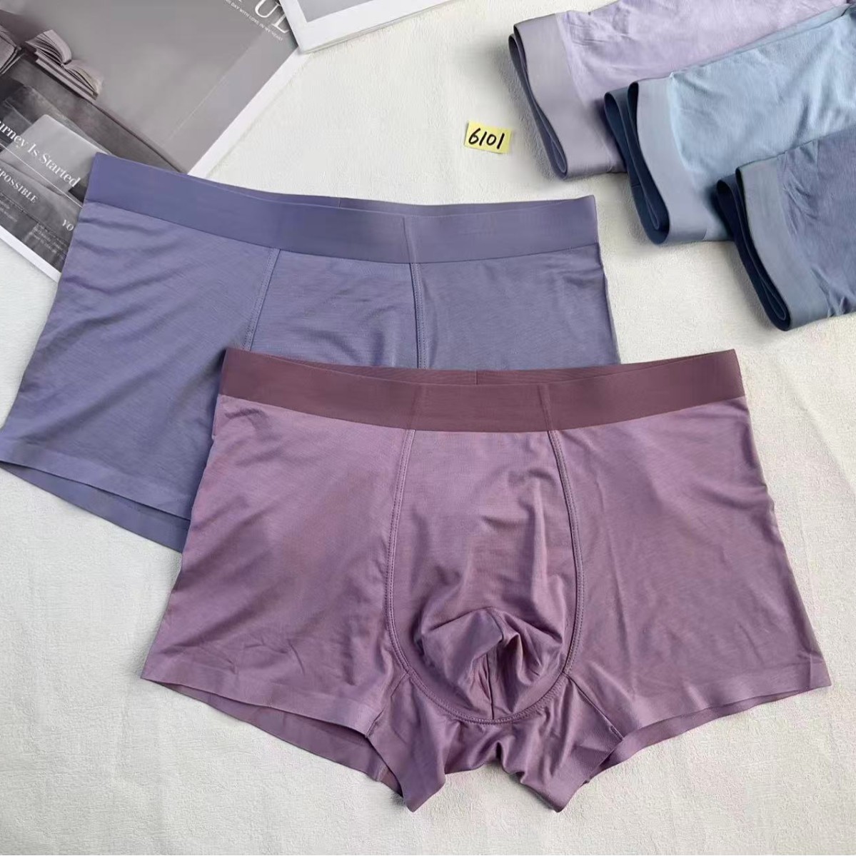 6101 # Free Shipping for 60 Pieces of Modal Nude Solid Color Men's Boxer Briefs