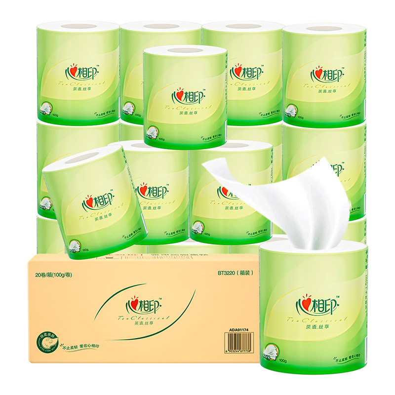 Heart-To-Heart Roll Paper Tea Language 100g Four-Layer Toilet Paper Toilet Paper Roll Household Affordable Wholesale