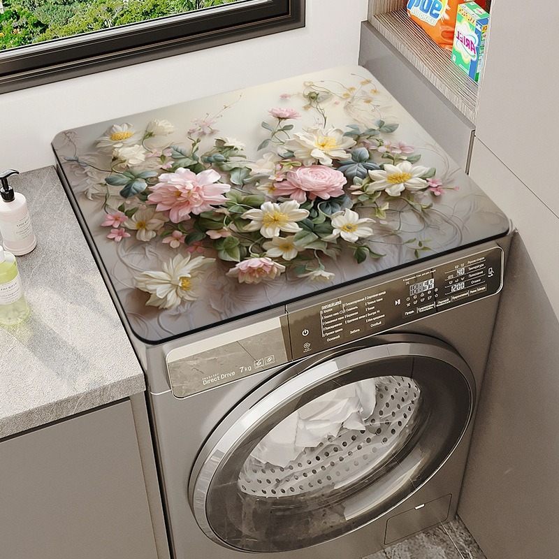 Cross-Border Flower Drum Washing Machine Mat Household Water-Absorbent Quick-Drying Table Mat Stain-Resistant Easy-Care Dust-Proof Mat Labeling Ready Stock