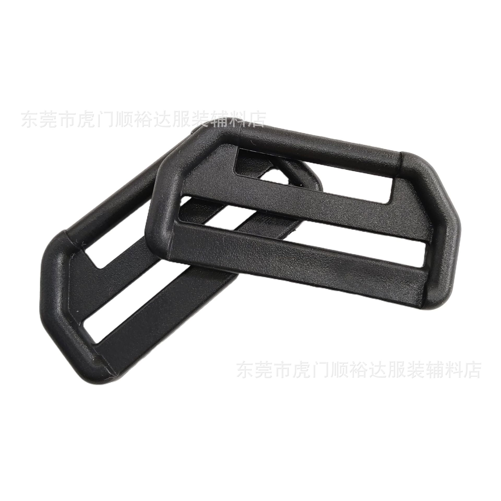 Factory 25*38mm black plastic Lu word buckle double-mouth conjoined webbing buckle hook connection D buckle supply