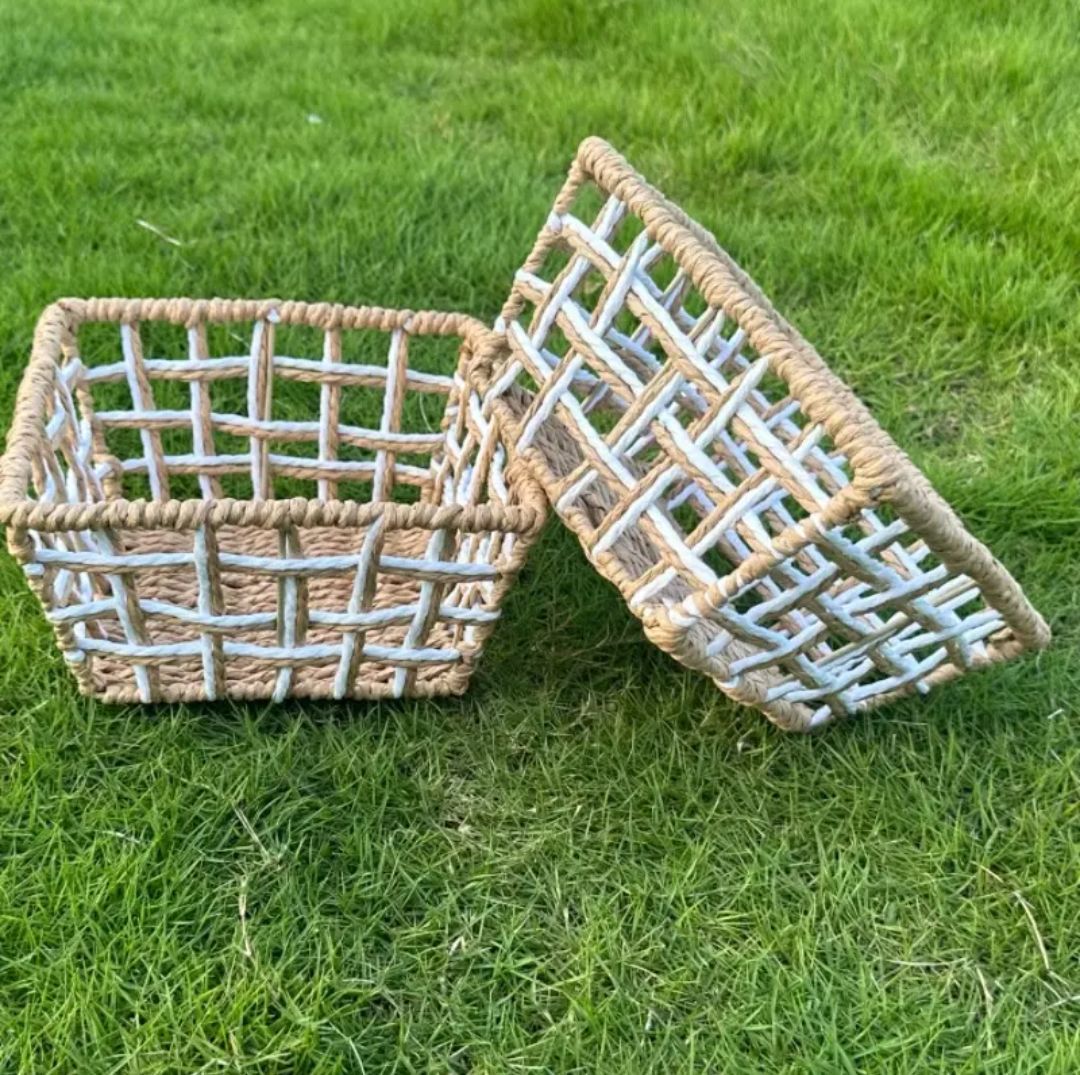 Paper Rattan Desktop Storage Box Dormitory Office Coffee Table Sundries Key Cosmetics Entrance Snacks Handmade