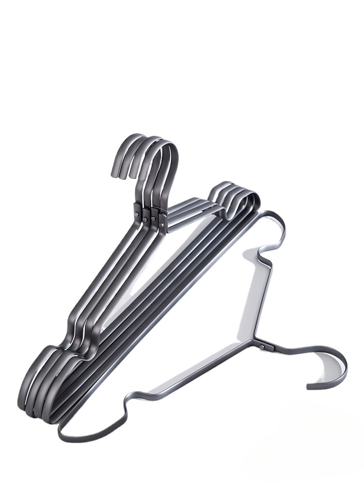 Space Aluminum Alloy Clothes Hanger Thickened Solid Clothes Hanger Household Clothes Support Seamless Non-Slip Light Luxury High-End Clothes Hanger