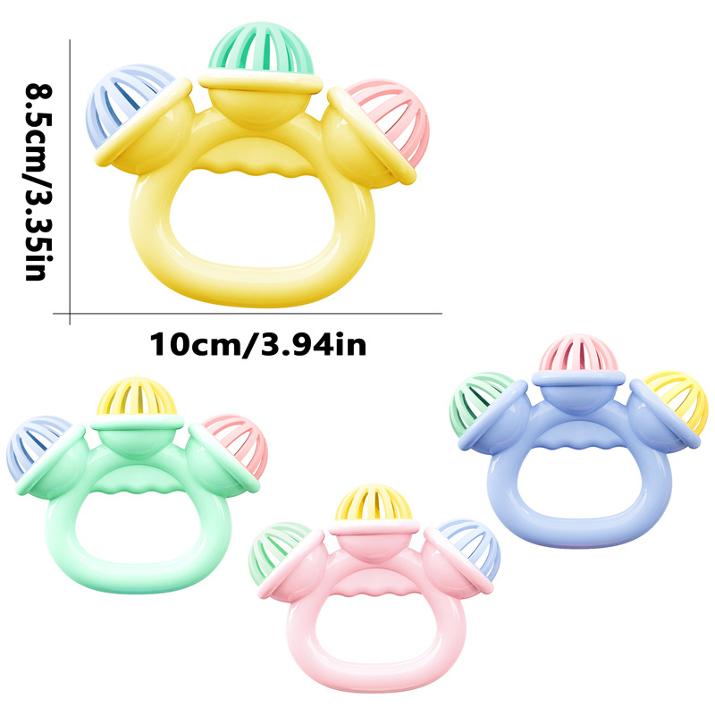 Children's Boys and Girls Educational Bell Three-head Rattle Toys 0-3-6-12 Months 1 Year Old Infants Cross-border Hot Selling