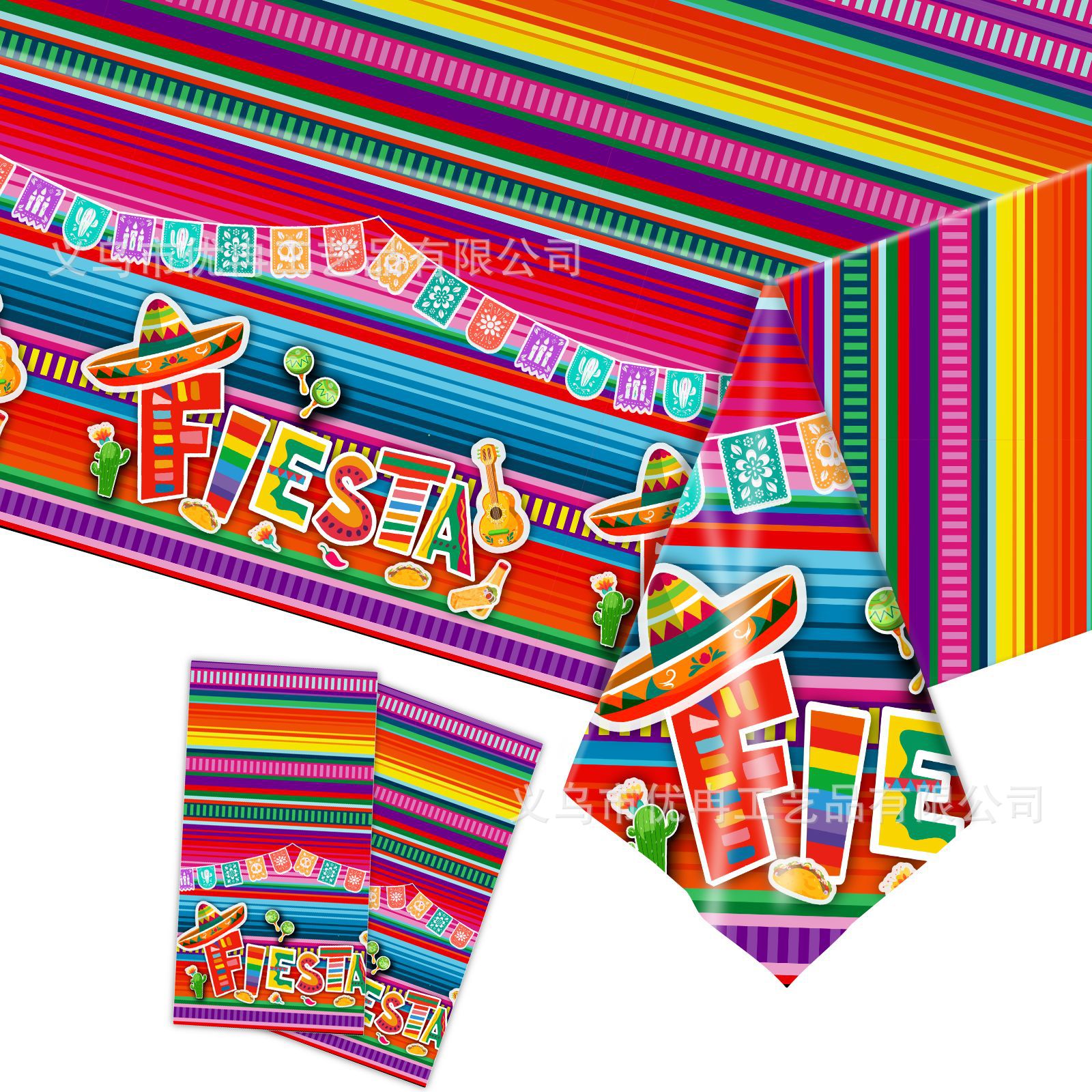 Mexican Carnival Night Theme Disposable PE Plastic Cloth Tablecloth Holiday Party Decoration Arrangement Supplies
