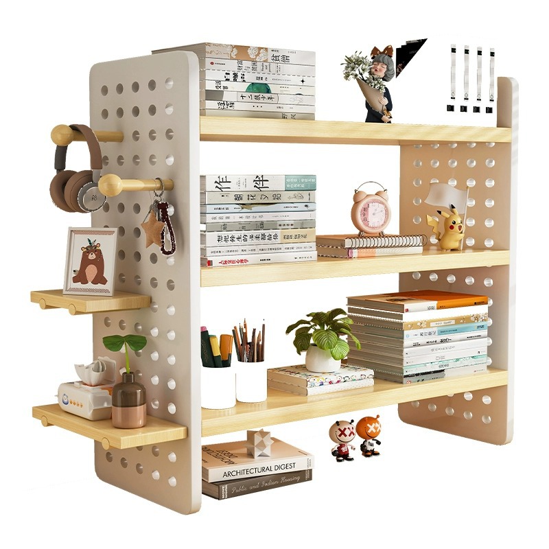 Desktop shelf desk bookshelf home desk hole board storage rack desk station Multi-Layer Display stand