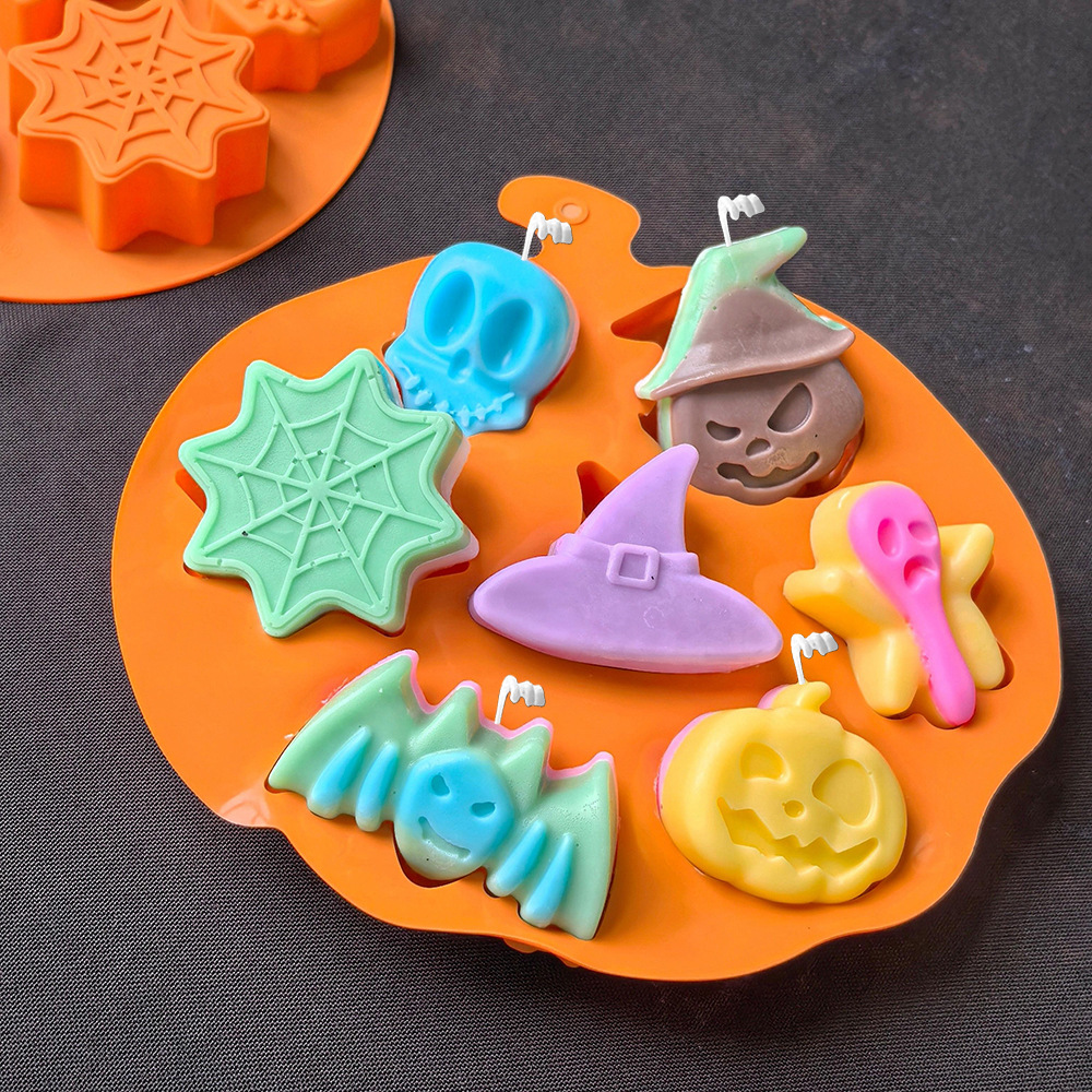 7 ровных хэллоуинская паутина силиконовая форма для свечей подходит для ароматерапии мыла ручной работы DIY форма 541