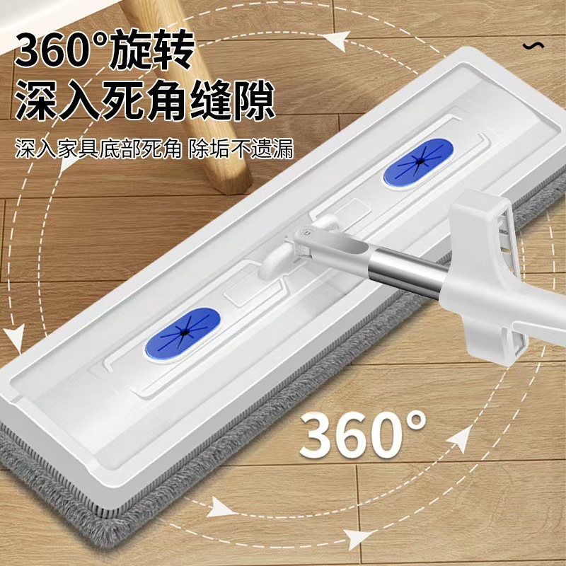 New 2025 Hands-Free Flat Mop for Home Use, One-Step Cleaning, Thickened Handle, Large Area Rotating Mop