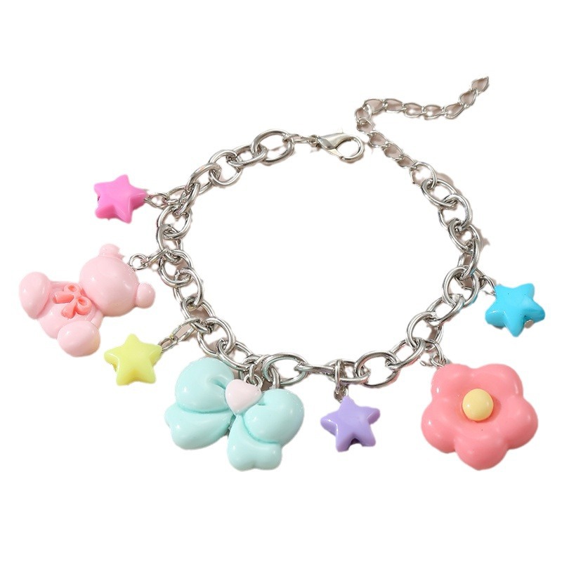 Children's Bear Pendant anklet Bohemian Beach Style Summer Refreshing Bow Girl's Cute Foot Jewelry