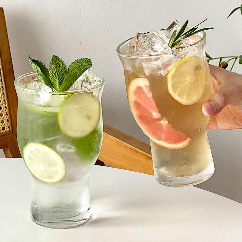 Ins Style Popular Restaurant Wide Mouth Fruit Tea Cup Extra Large Capacity Glass Milk Tea Drink Juice Cup Cold Drink Cup