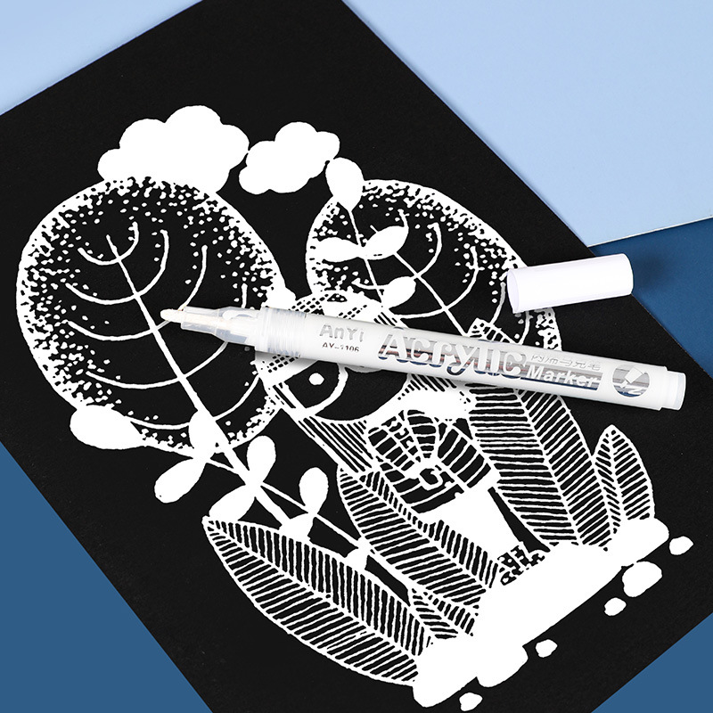 Children's Acrylic Watercolor Pen Acrylic Marker Pen Student Art Brush Xiaohongshu Recommended 24-Color Water-Based Marker Pen