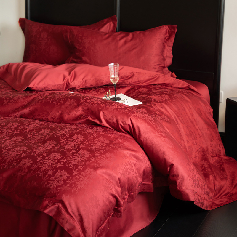 Современный стиль легкой роскоши, хлопковый жаккардовый свадебный комплект из четырех предметов, 100% чистый хлопок