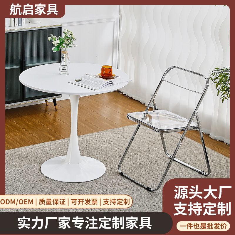 Минималистичный стиль, маленький круглый стол, офисный стол для встреч