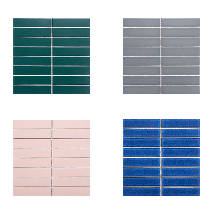 Nordic long brick dark green black white gray strip tile toilet bathroom wall tile mosaic tile processing custom
