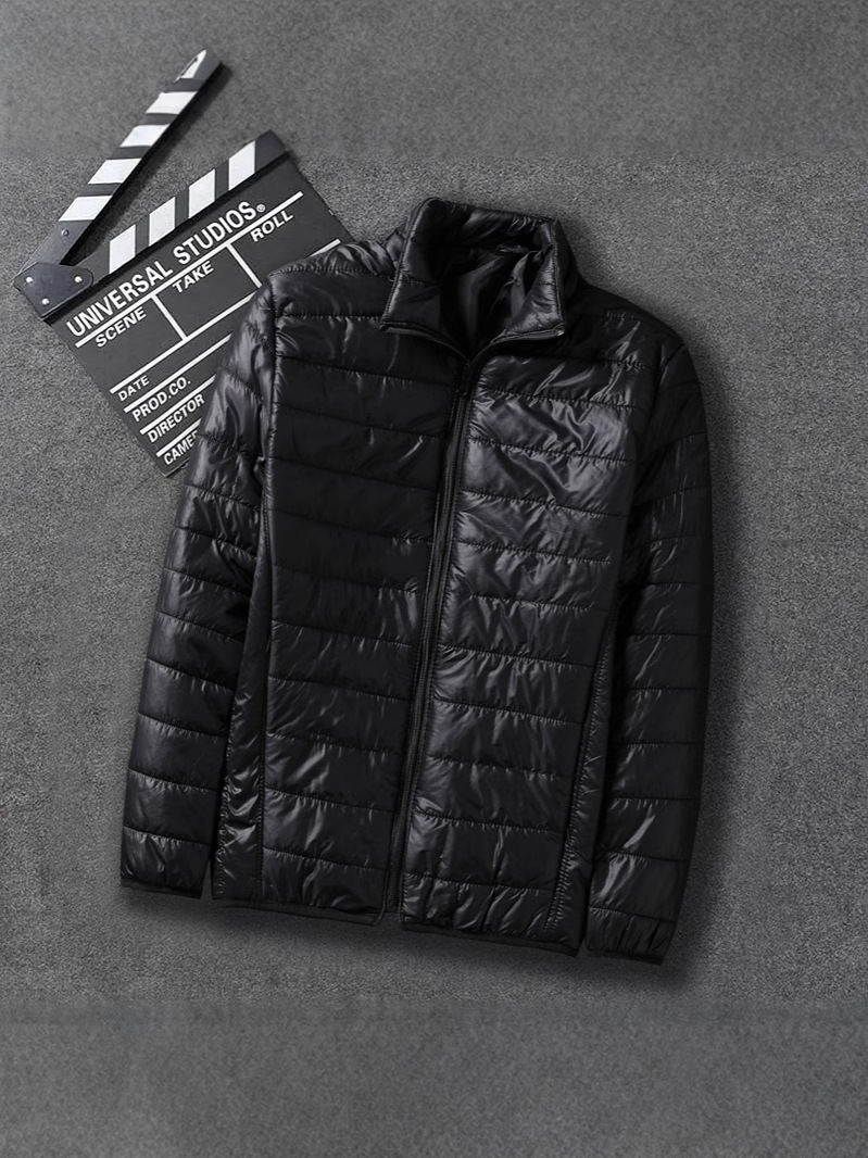 Cross-border Fashion Simple Trendy Cotton-padded Jacket Hooded Men's Short Top Youth Simple Solid Color Casual Jacket for Men