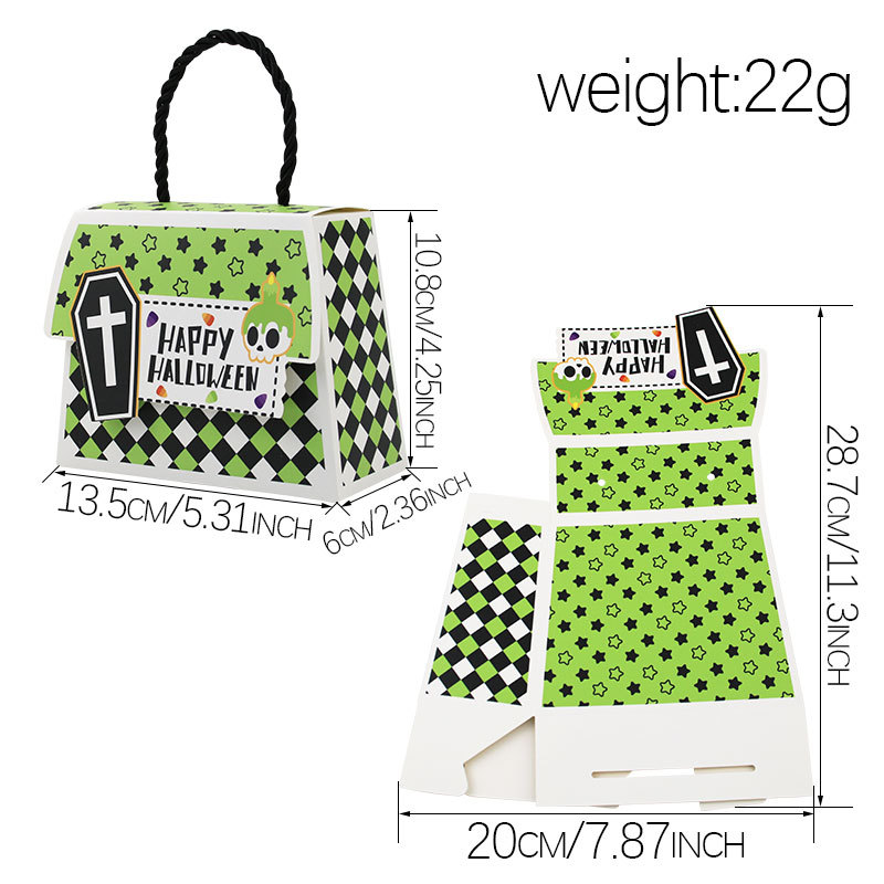 Cross-Border New Halloween Candy Box Halloween Hand Bag Box Hand-Held Gift Paper Box Wedding Candy Box Ready for Sale