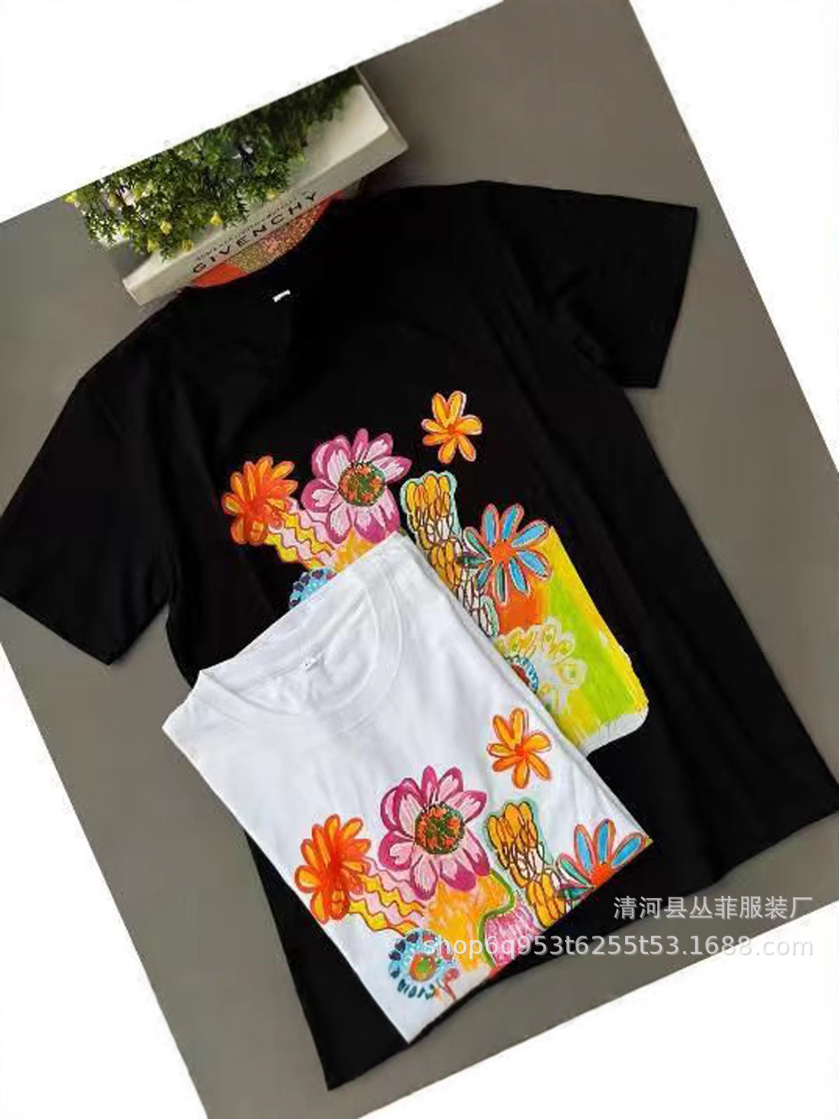 2025 New Dopamine Graffiti Round Neck Pure Cotton Short-Sleeved Men's and Women's T-Shirts Cross-Border Export Export Tops