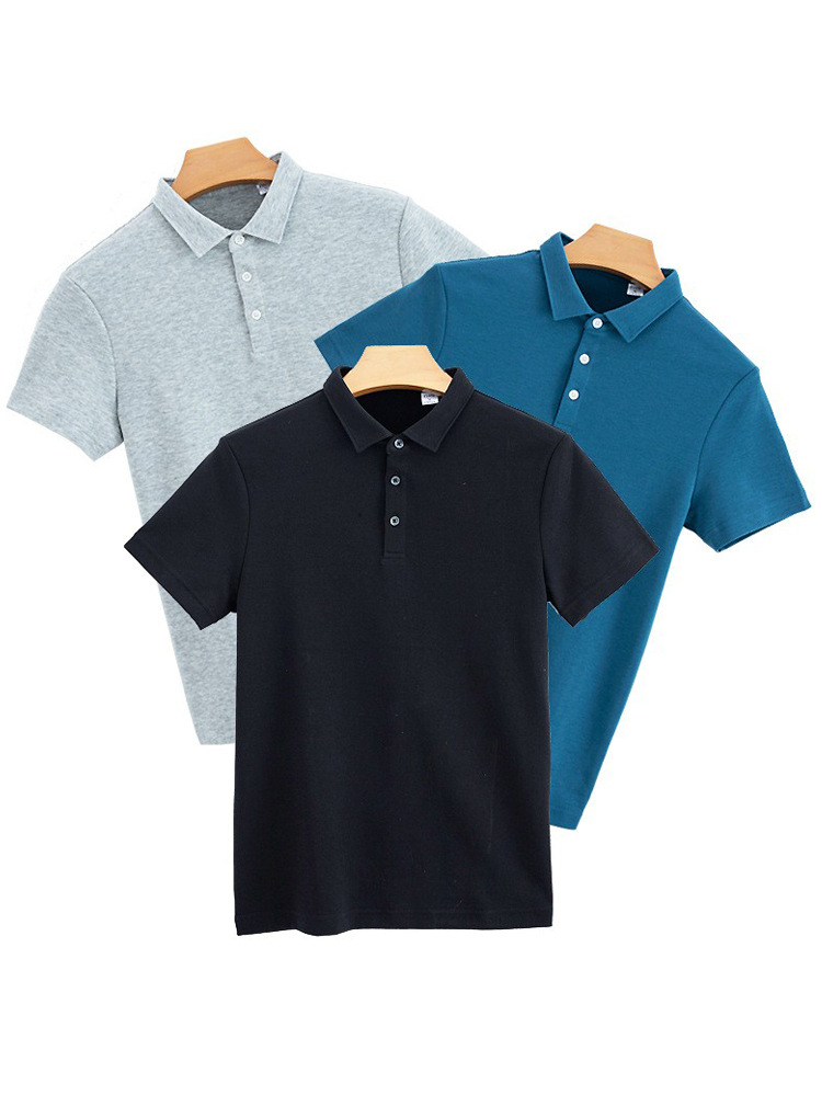 230g double-sided cotton polo shirt men's t-shirt short sleeve air layer shirt lapel business polo shirt men's high sense