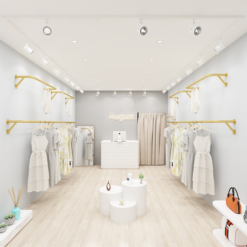 Wall-Mounted Stainless Steel Clothes Hanger Children's Clothing Display Rack Women's Clothing Store Shelf Creative Clothing Store Display Rack Display Props