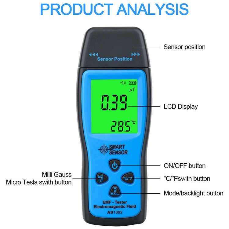 Sima AS1392 Electromagnetic Radiation Tester Electromagnetic Radiation Tester Field Strength Tester Home Pregnant Women Tester