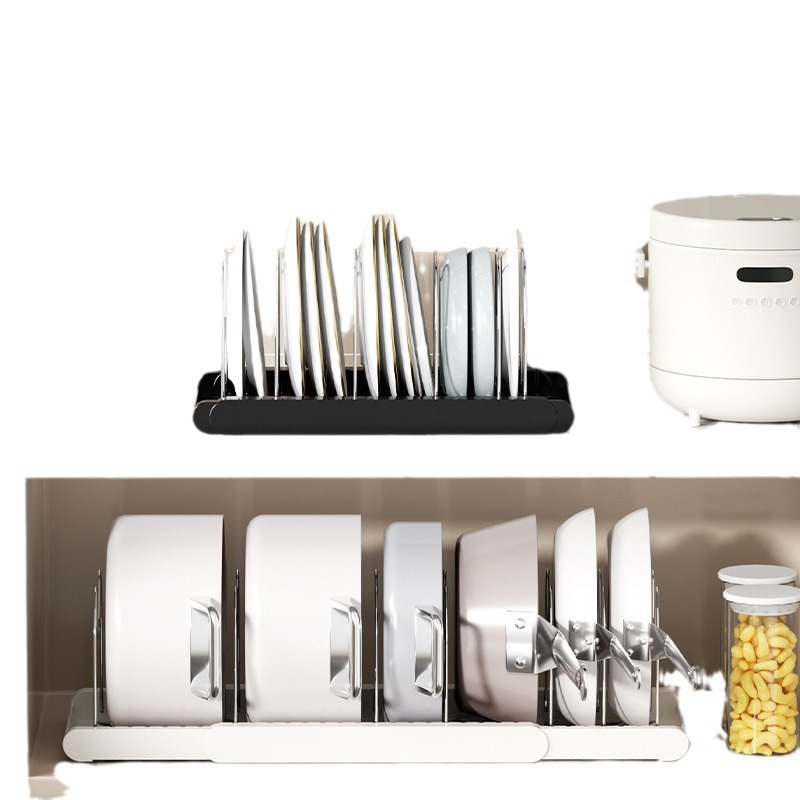 Cross-Border Popular Pot Storage Rack Multi-Layer Adjustable Kitchen Storage Rack Multi-Functional Desktop Retractable Pot Lid Rack