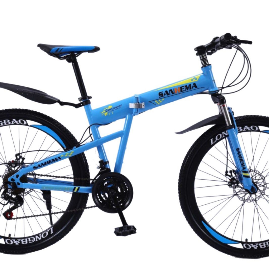 Source Factory Mountain Bike 24/ 26inch Double Shock-Absorbing Integrated Wheel Folding Mountain Bike for Off-Road Riding