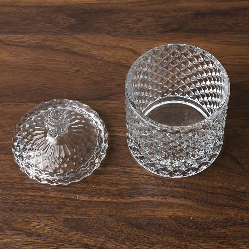 Transparent glass candy jar with lid storage jar candy bowl wedding supplies square sugar household snack dried fruit beans jar