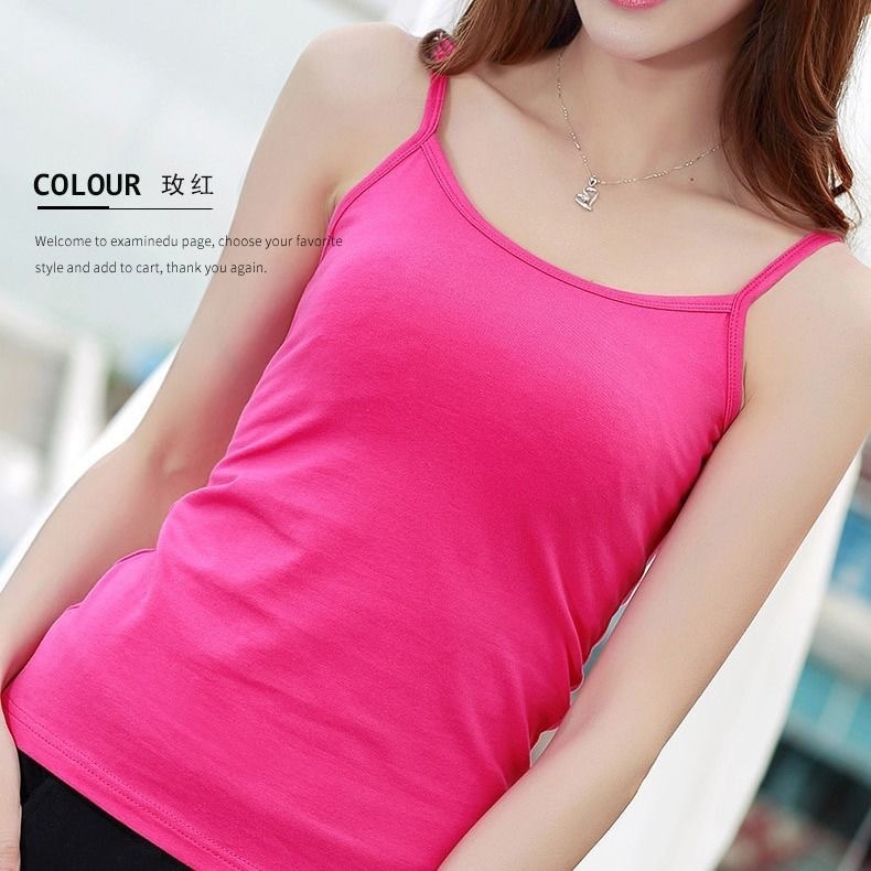 Solid Color Knitted Camisole Women's Summer Base Shirt with Large Size Round Neck Sling for Outer Wear Sexy Sling Underwear