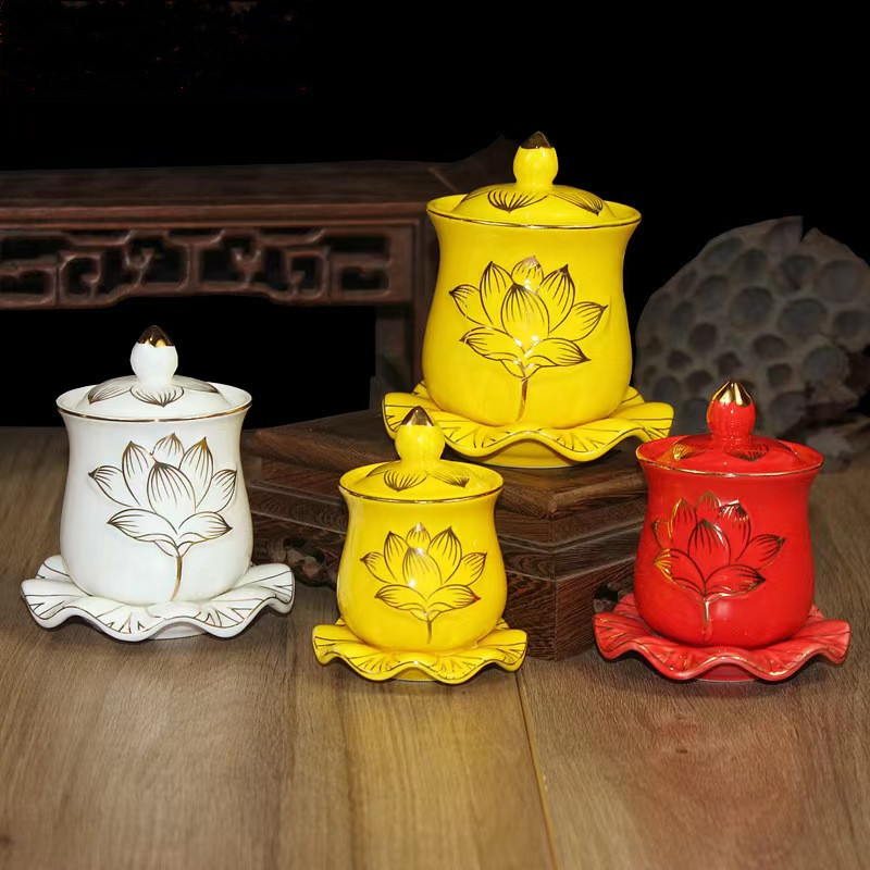 Керамическая чаша для воды с лотосом, чаша для очистки воды