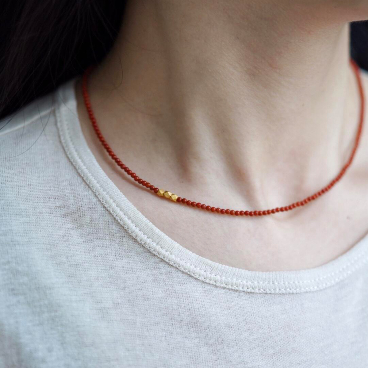 2025 New Style Southern Red Agate Small Bead Necklace Collarbone Chain New Chinese Style National Style Necklace Chinese Red Choker for Women