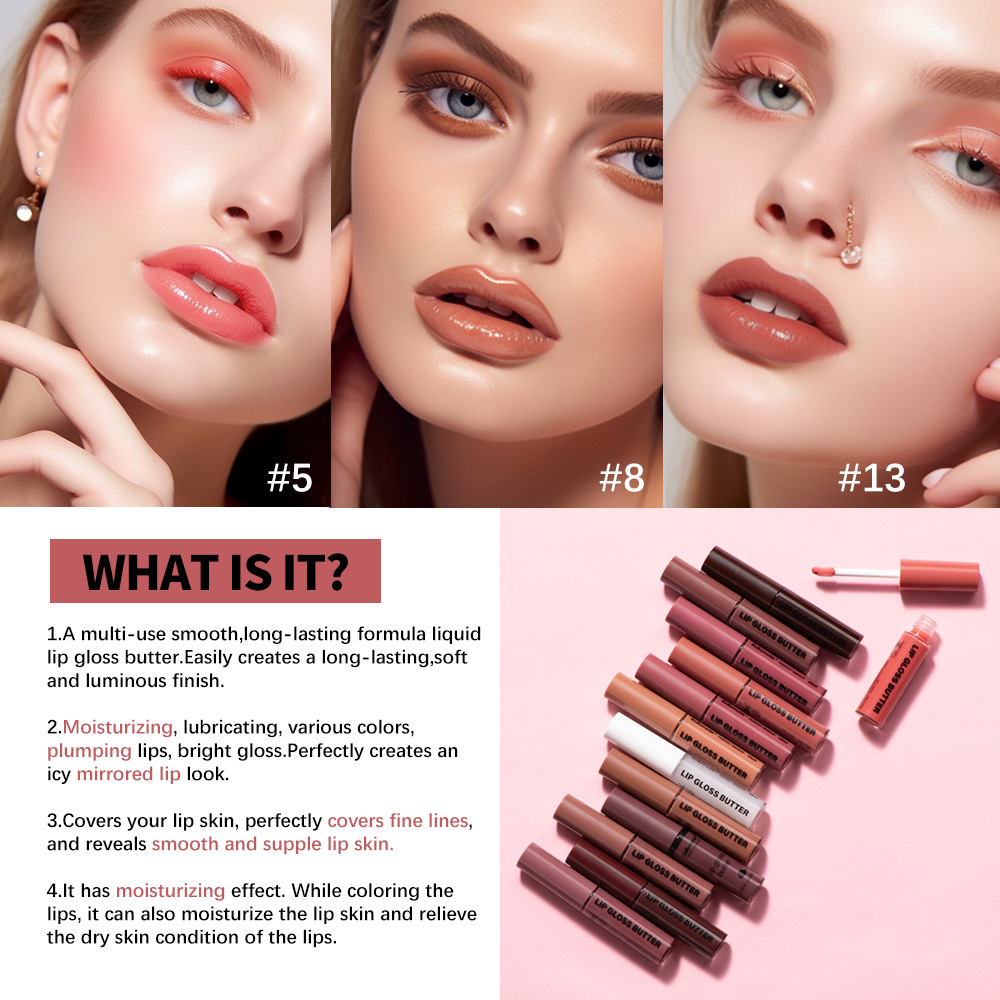 Cross-Border Lakerain Butter Gloss Lip Glaze Moisturizing Mirror Lip Gloss Lip Glaze Lip Dye