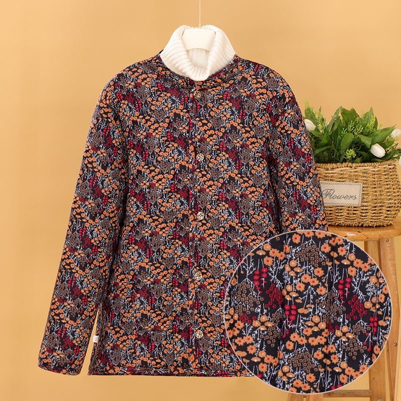 Winter Camel Hair Women's Cotton-padded Jacket with Velvet and Thickeneding for Middle-aged and Elderly Outer Wear Loose Top Large Size Long-sleeved New Mother's Wear