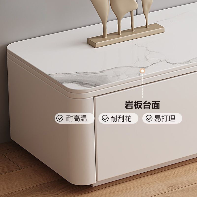 Simple Modern Solid Wood Coffee Table Solid Wood Tv Cabinet Combination Light Luxury Slate Floor-Standing Cream Style Floor Cabinet