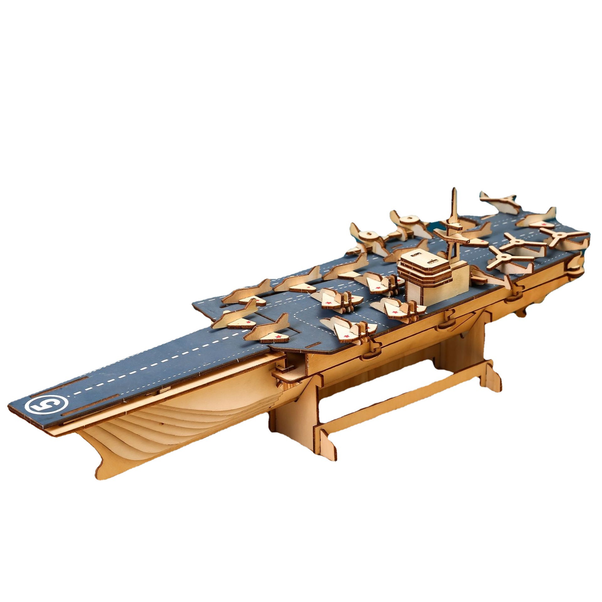 3D Sailing Battleship Liaoning Wooden Three-Dimensional Puzzle Wholesale Street Stall Supply Model Educational Handmade Toys