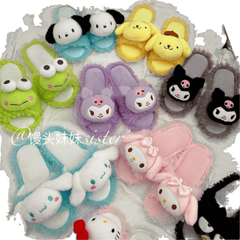 Spring and Summer Cute Cartoon Plush Women's Fish Mouth Slippers Home Shoes Home Indoor Floor Non-slip Open Toe Sandals