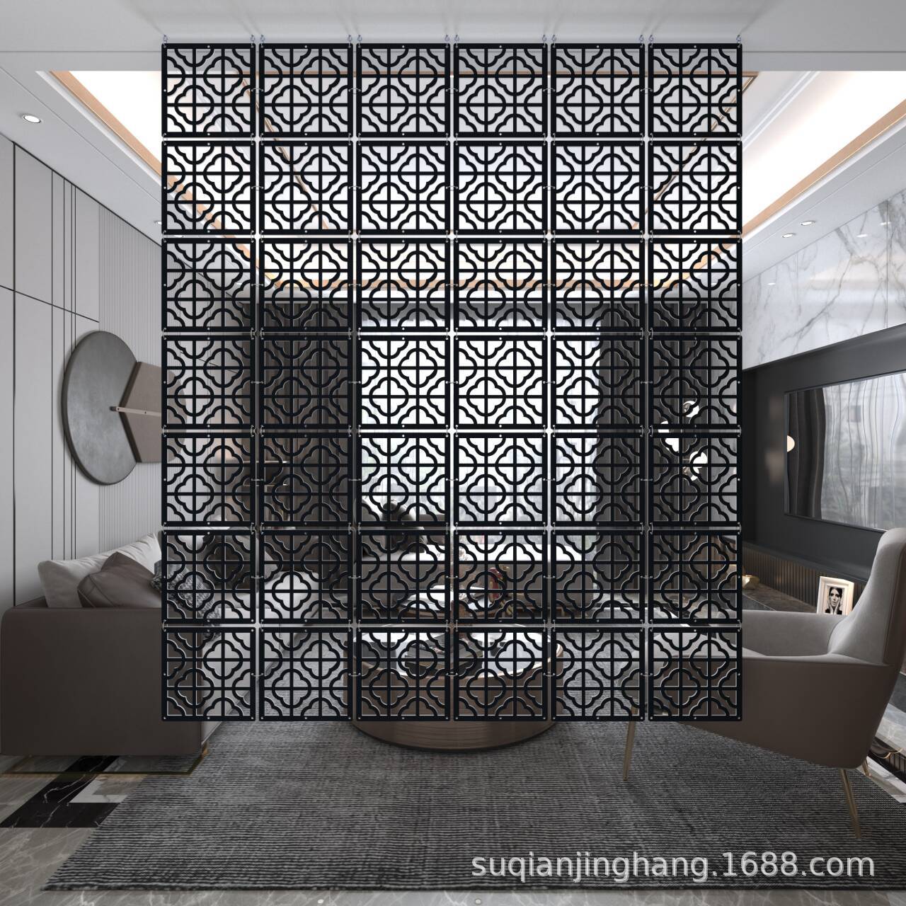 Living Room Simple Modern Carved Hanging Screen Beauty Salon Blocking Bedroom Foldableing Removable Waterproof Entrance Partition