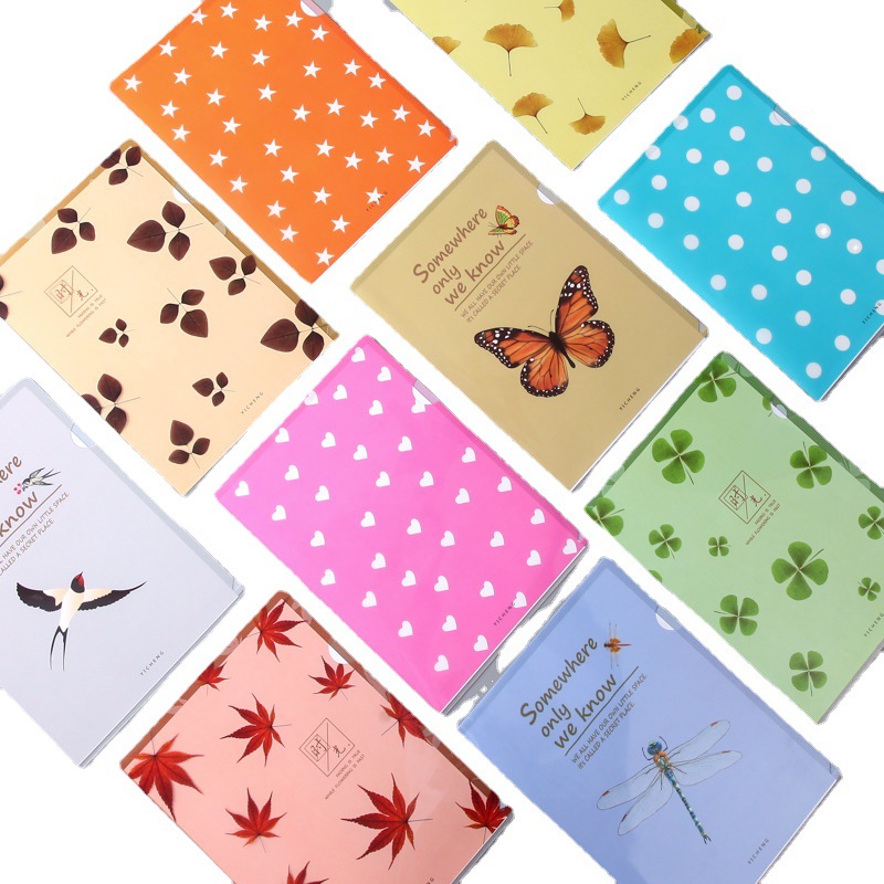 L-type stationery folder custom transparent plastic storage data pp folder A4 file folder wholesale printing advertising LOGO