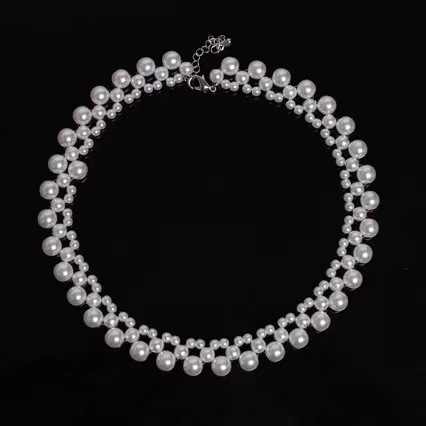 2024 New Reba Same Style Necklace Women's French Style Retro Thin Pearl Necklace Short Collarbone Chain