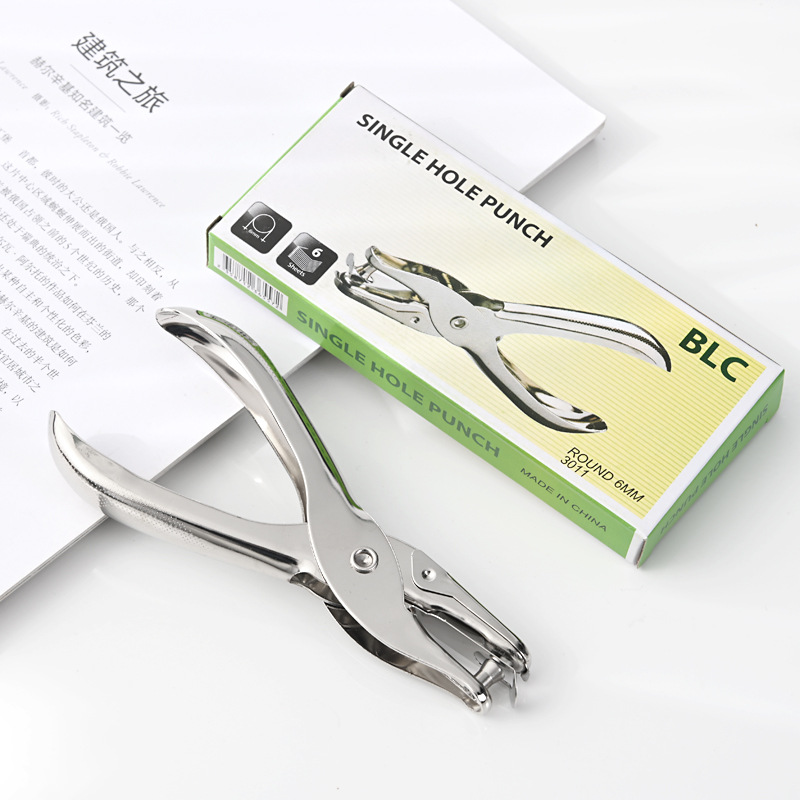 Metal punching pliers single hole boxed hole 6mm hole punch 1-8 pages single hand holding punching pliers wholesale a generation of hair