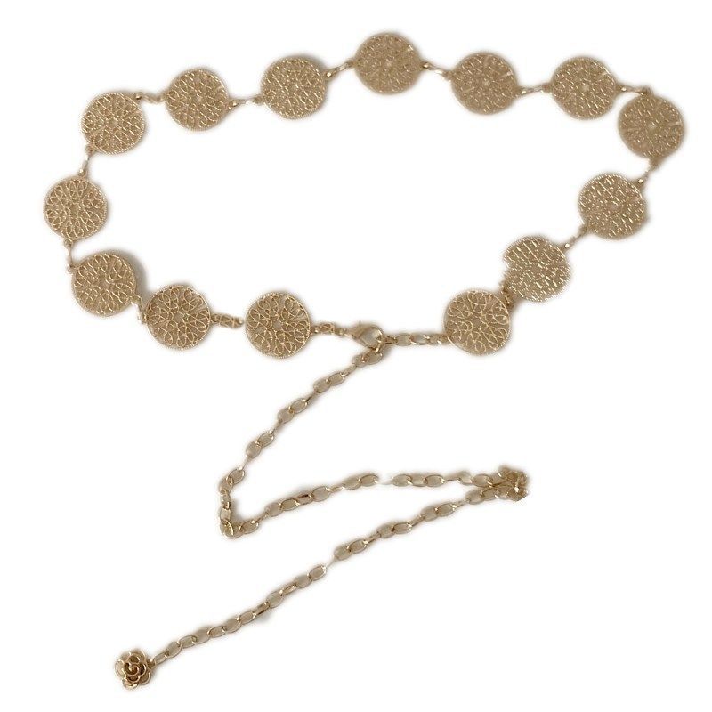 Metal Hollow Circle Waist Chain Women's All-match Belt with Suit Sweater Dress Decoration Belt jk Waist Chain Accessories