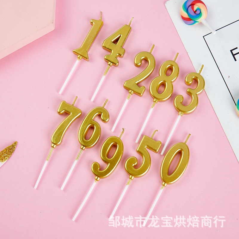 Цифровая свеча для торта Счастливого дня рождения золотая восковая свеча