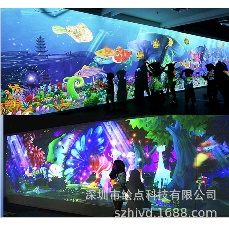 3D голографическая цифровая проекция большой экран слияния погружающая тема ресторан интерактивная игра проекция выставочный зал океан бабочка