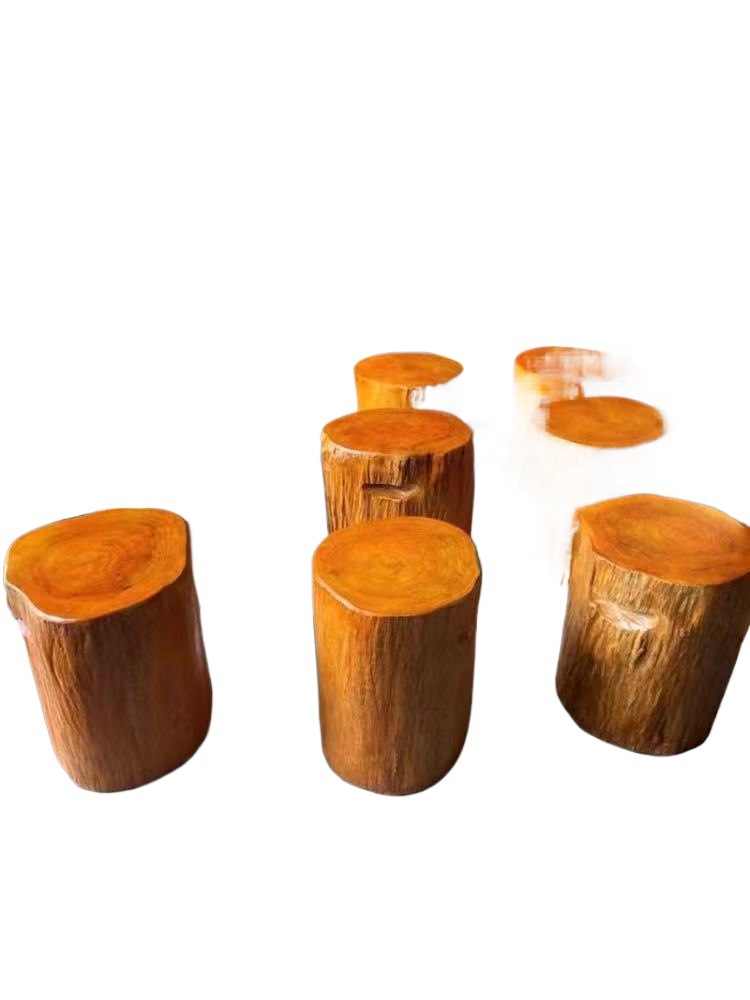 Wooden Pile Tea Table Pier Household Stool Tree Stump Base Log Wood Ornaments Round Wood Coffee Table Table Solid Wood Root Carving Stool