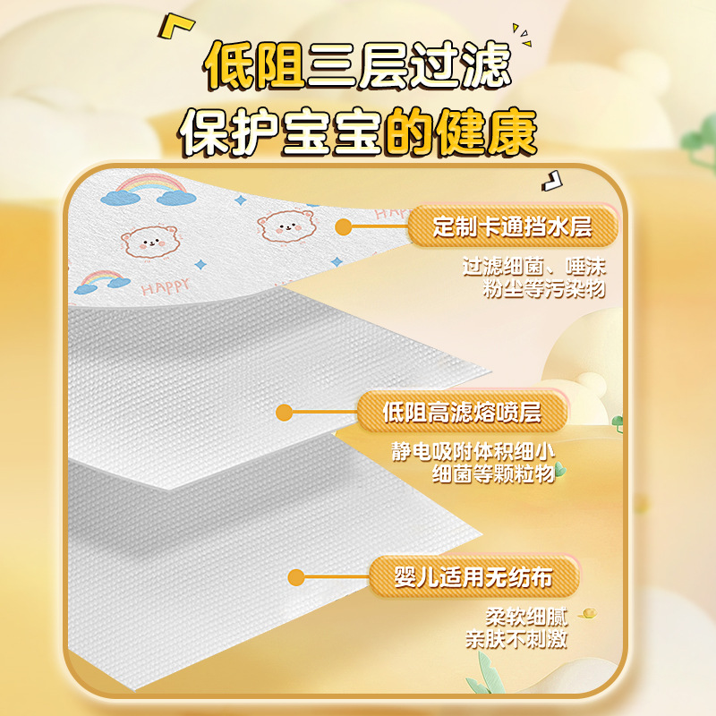 Children's Mask 3D Stereo 8-12 Years Old Baby Baby 0 to 6 Months Kids Mouth and Earmuffs 1 to 3 Years Old Male Lingxing