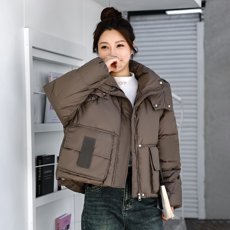 Maillard High-grade Sense Fried Street brown Short Cotton-padded Clothes Women's Winter 2024 New Hooded Bread Clothes Thick Coat