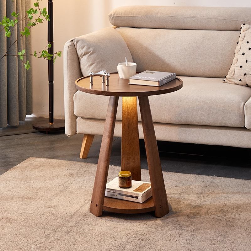 Light Luxury Solid Wood Small Coffee Table, Sofa Side Table, Mini Storage Small Round Table, Living Room, All Solid Wood Bedroom Bedside Corner Table