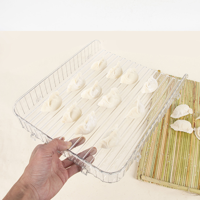 Rectangular Straight Grain Dumpling Curtain Household Dumpling Placement Plate Quick-frozen Tray Household Plastic Transparent Dumpling Tray