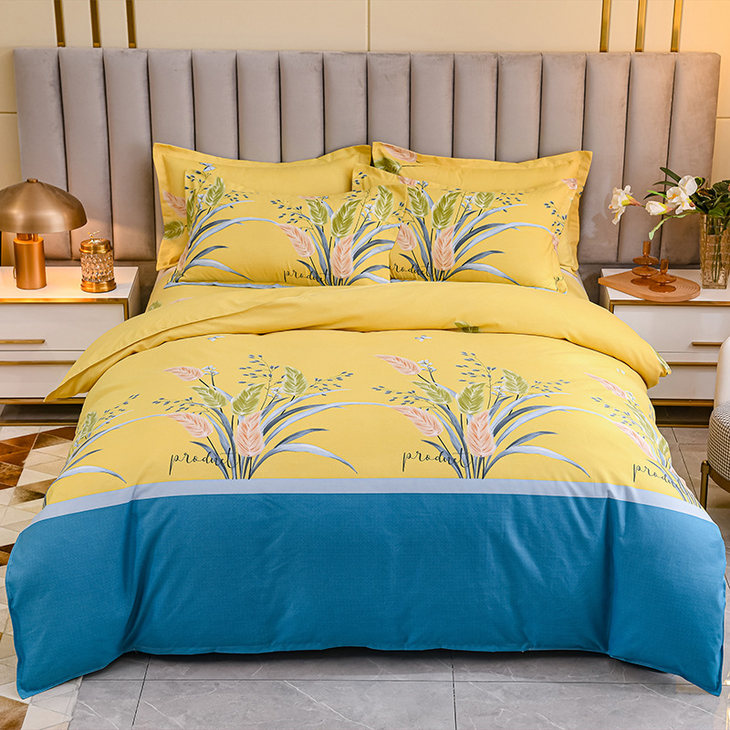Factory direct skin-friendly cotton four-piece student dormitory three-piece cotton bed sheet quilt cover gift kit packaging design