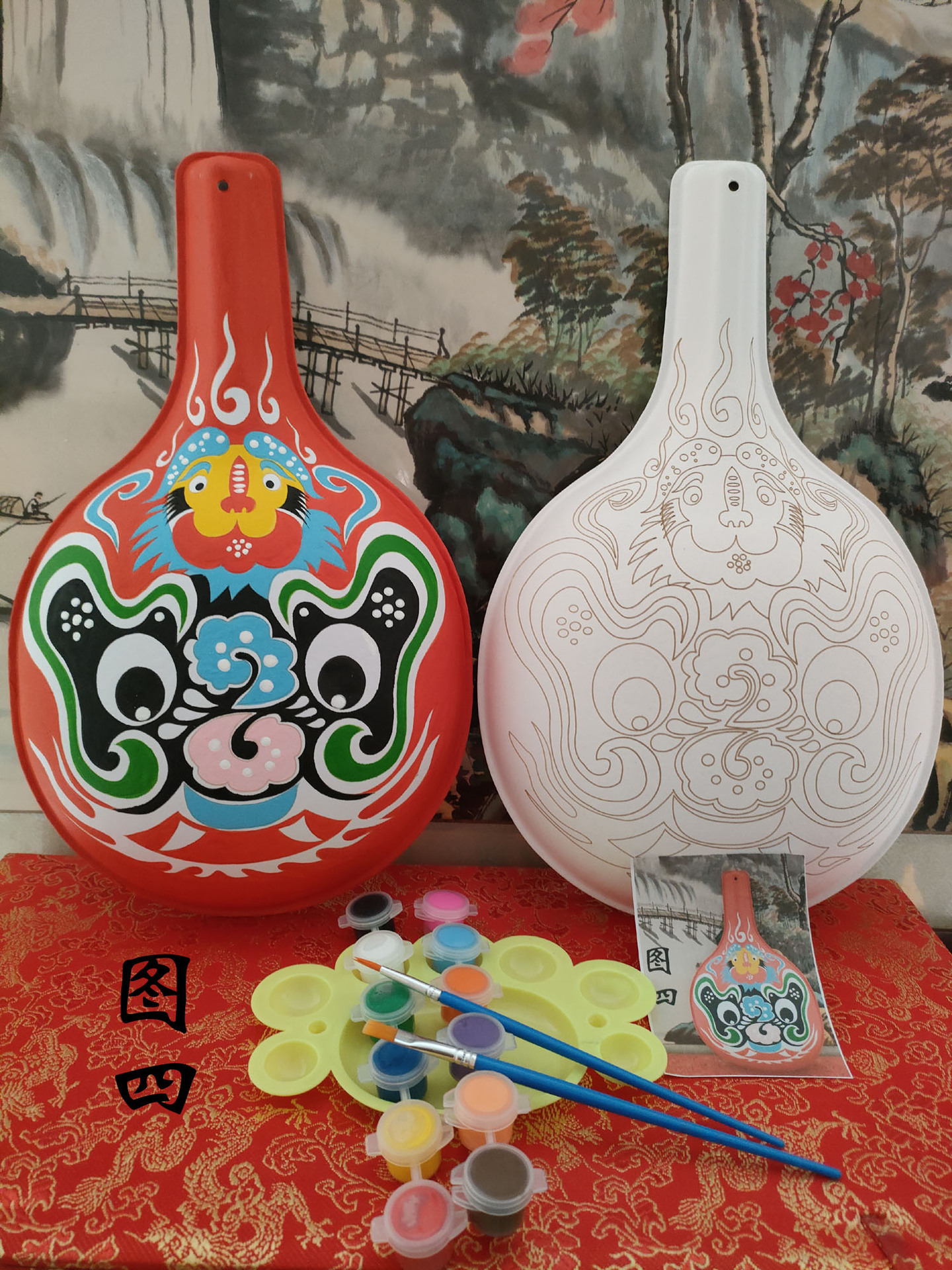 Mask Blank Painting Graffiti Kindergarten Children's Hand-Drawn Peking Opera Face Mask DIY Mask Blank Painting Graffiti