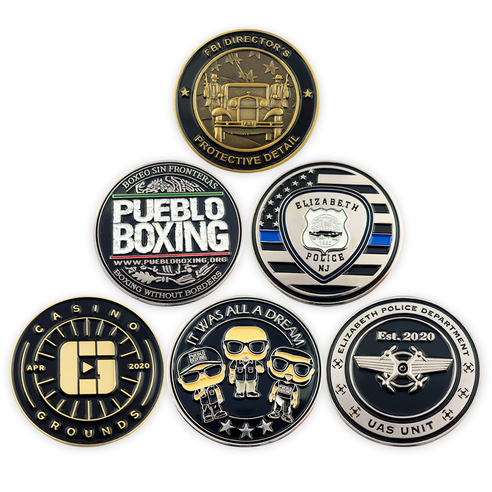 Cross-Border Commemorative Coins, Double-Sided Coins, Custom-Made Zinc Alloy Flat Paint Imitation Enamel Rope Edge Commemorative Double-Sided Coins
