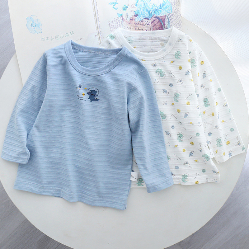 Summer Birthday City Thin Japanese Style Children's Long Sleeve Top Pure Cotton Class a Bamboo Cotton for Boys and Girls
